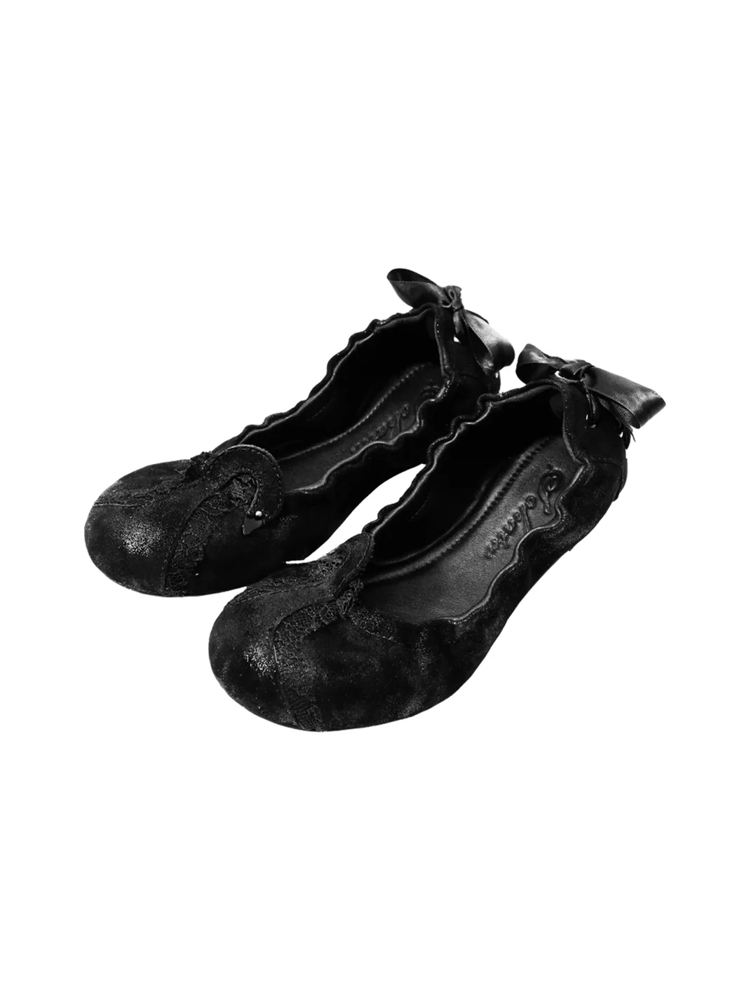 SOHATW | Swan Lace-Trimmed Lambskin Ballet Flats