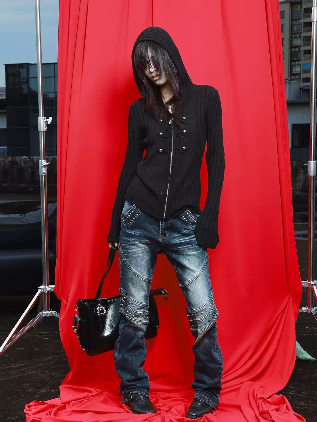DETW | Slim Fit Ribbed Hooded Zip Cardigan