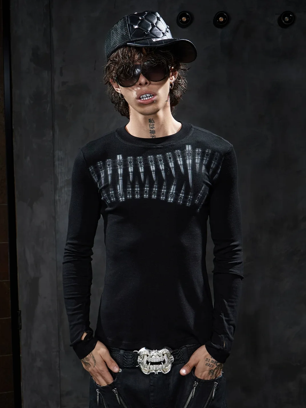 DND4DES | Slim Fit Bullet Print Long Sleeve T-Shirt