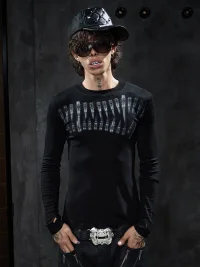 DND4DES | Slim Fit Bullet Print Long Sleeve T-Shirt