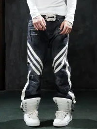 DND4DES | Distressed Slim Patchwork Biker Jeans