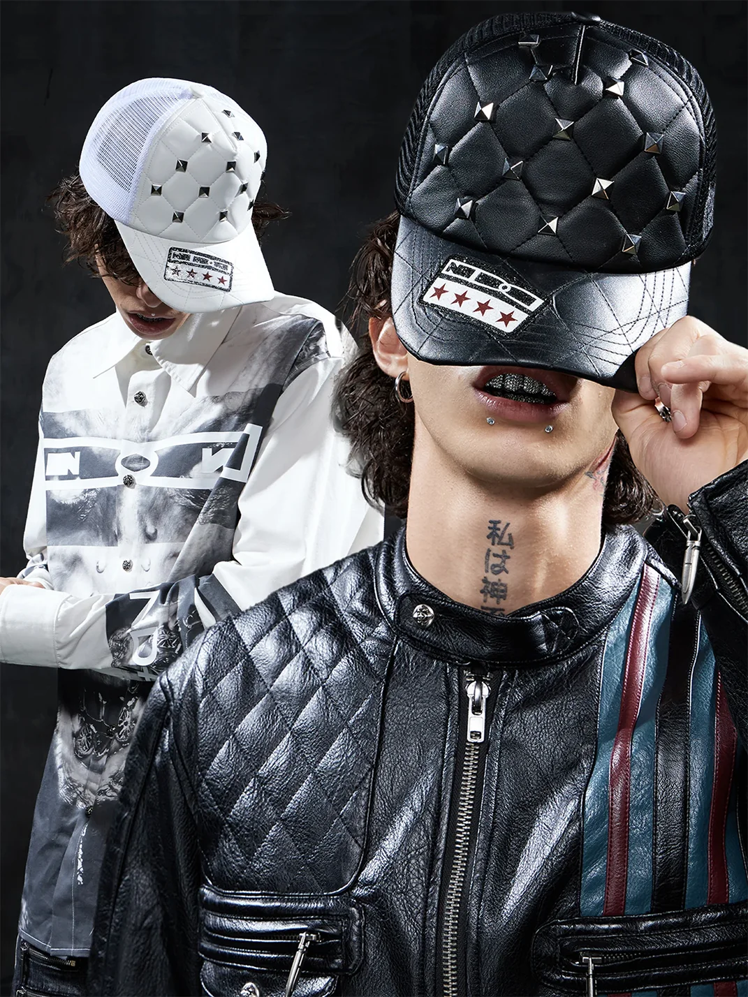 DND4DES | Studded Quilted PU Mesh Trucker Cap