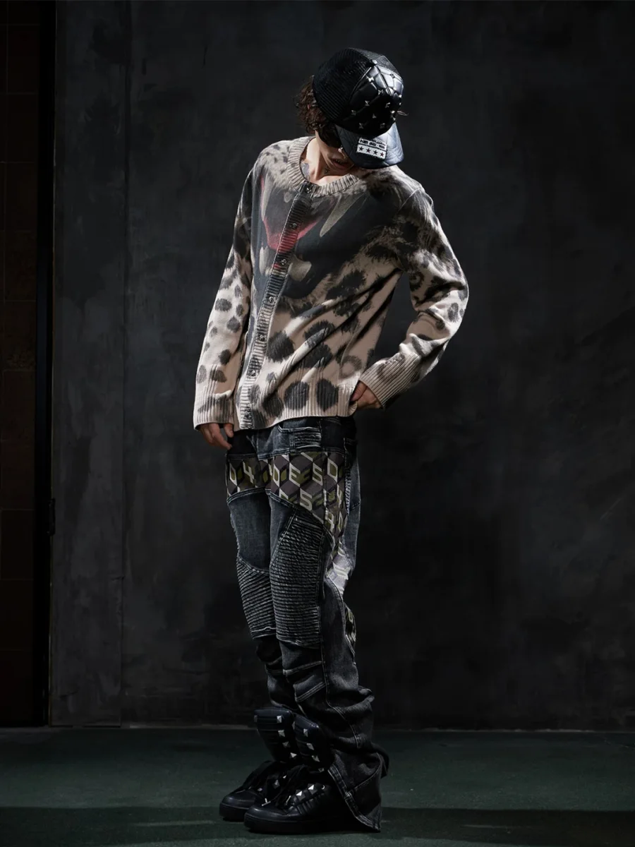 DND4DES | Loose Leopard Print Knit Cardigan - 4
