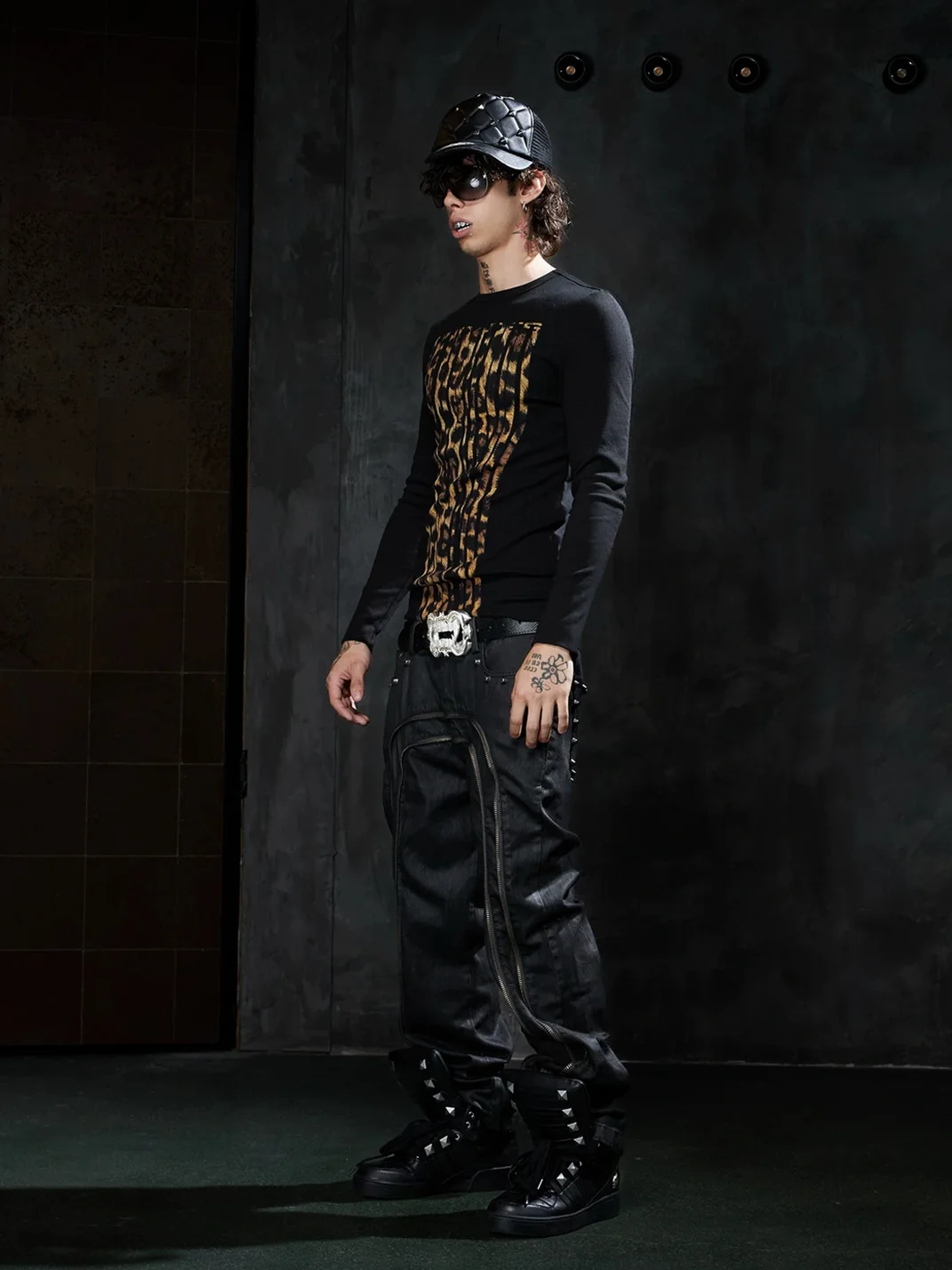 DND4DES | Waxed Studded Double-Zip Straight-Leg Jeans