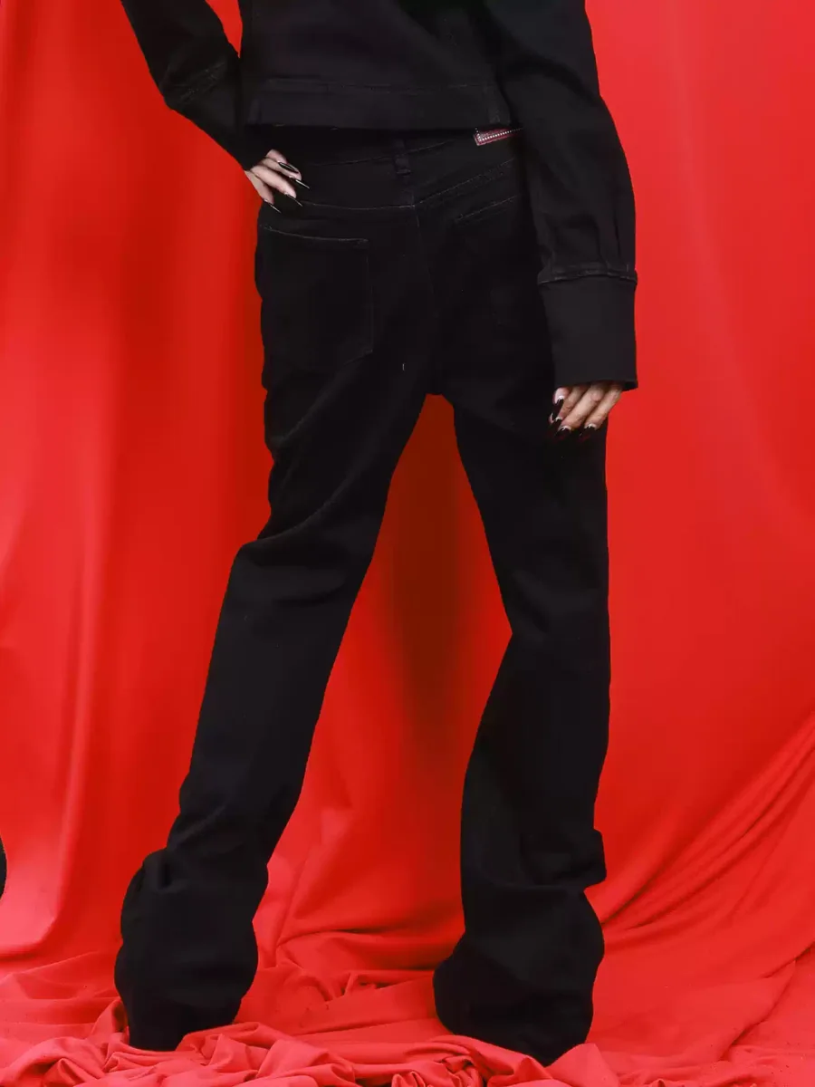 DETW | Black Buttoned Relaxed Micro-Flare Jeans - 4
