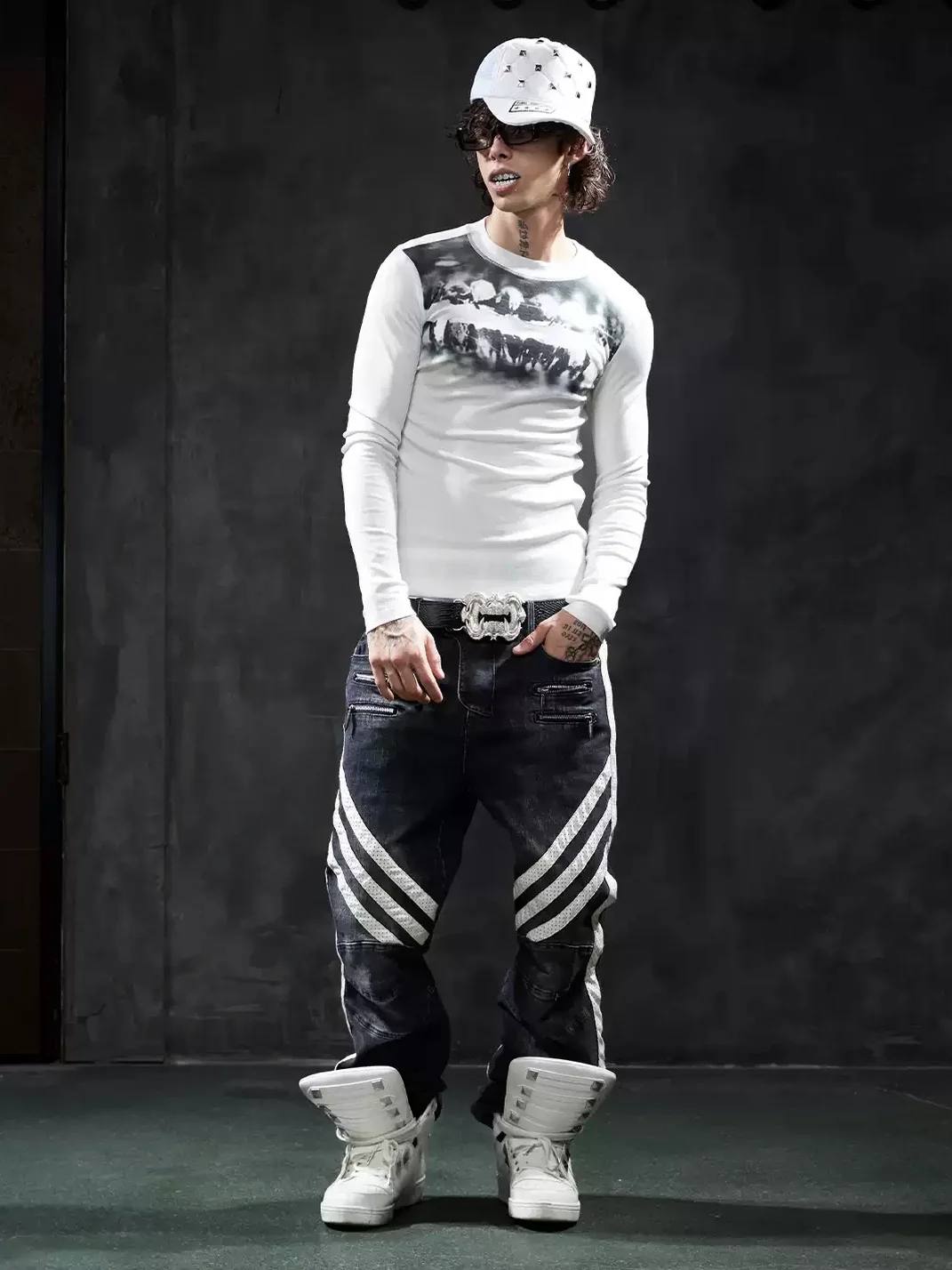DND4DES | Slim Fit Printed Stretch Long Sleeve T-Shirt