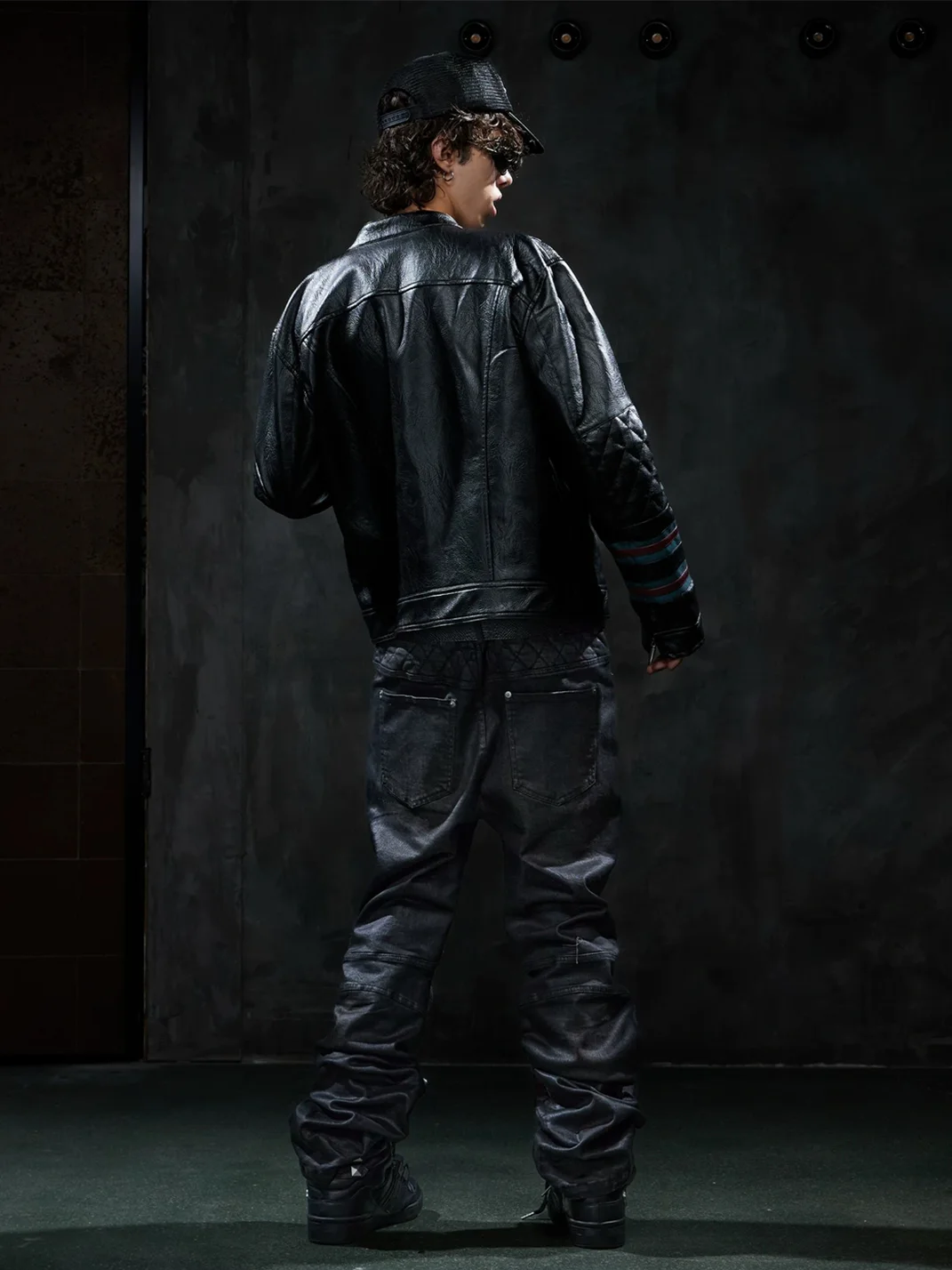 DND4DES | Colorblock Diamond Quilted Biker Jacket