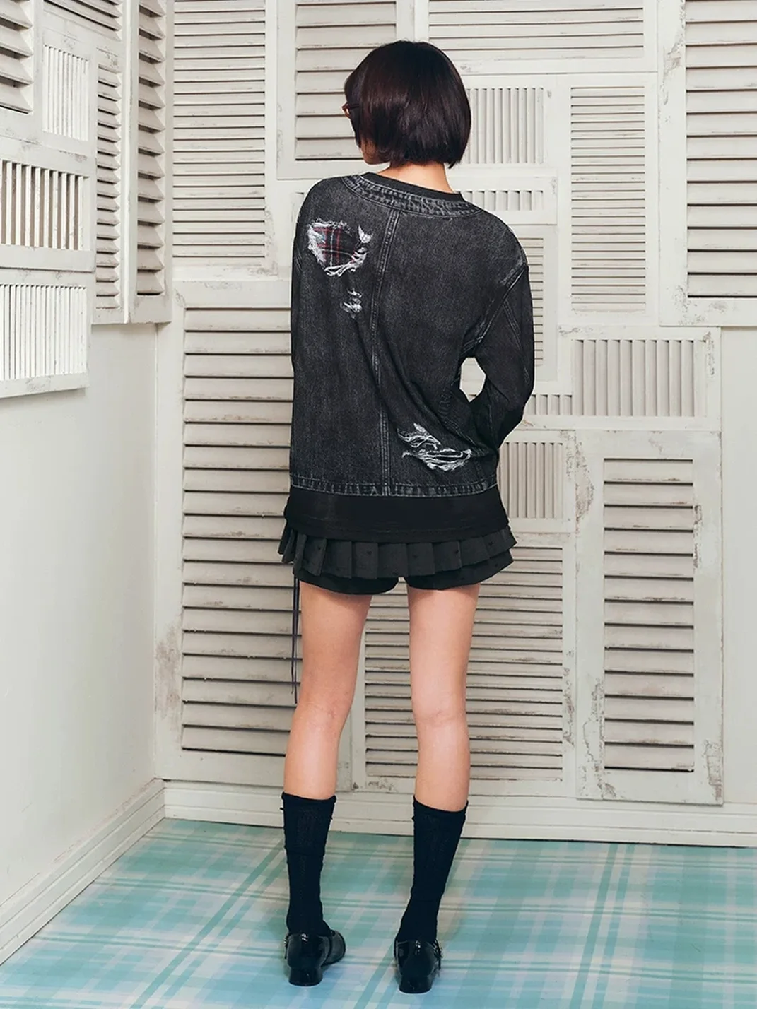 YADcrew | 3D Layered Napoleon Jacket Print Long Sleeve T-Shirt