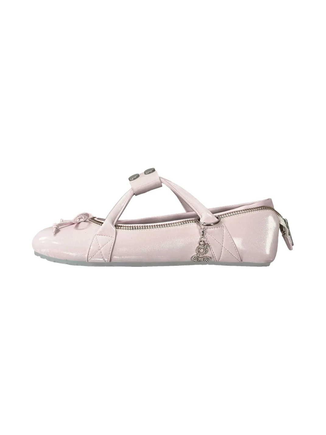 Grape online | Zip Round Toe Ballet Flats