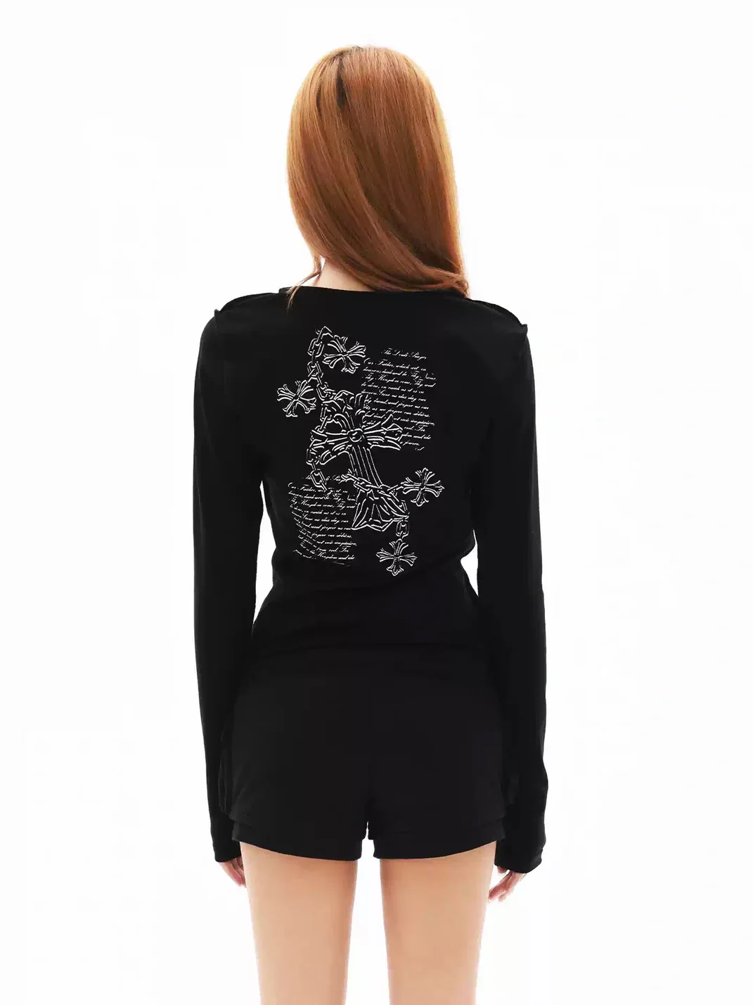 Gods plan | Fitted Graphic Long Sleeve Crew Neck Top