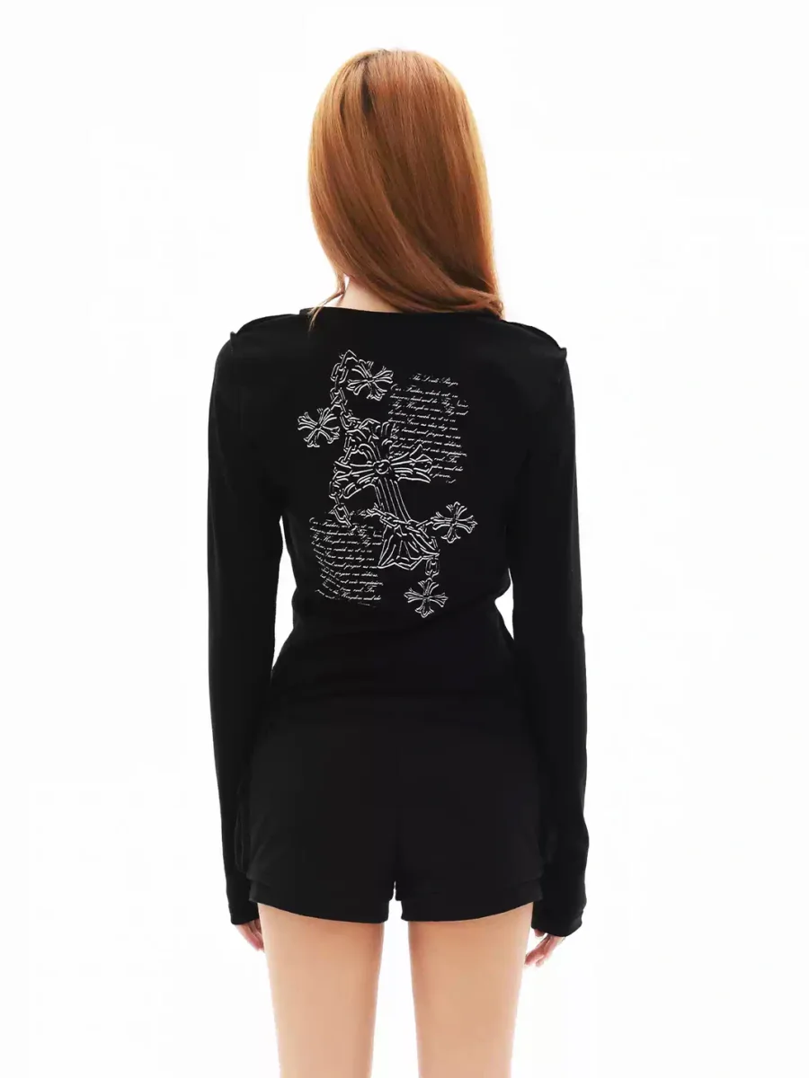Gods plan | Fitted Graphic Long Sleeve Crew Neck Top - 3