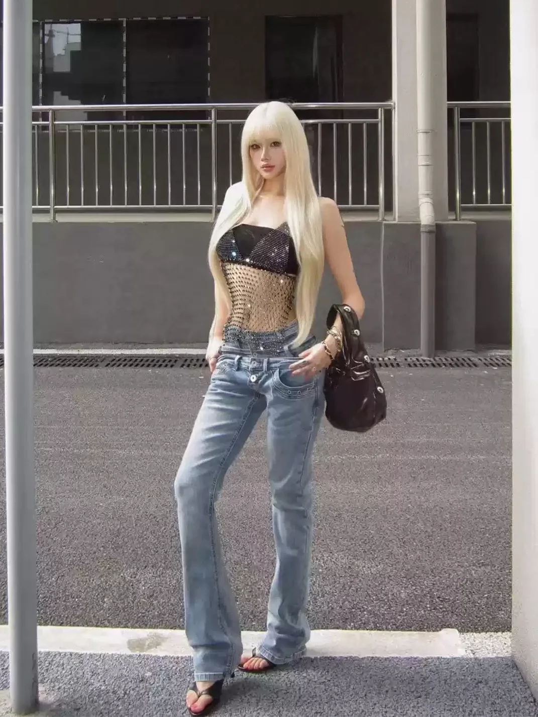 Gods plan | Multi-Waist Rivet Flared Jeans