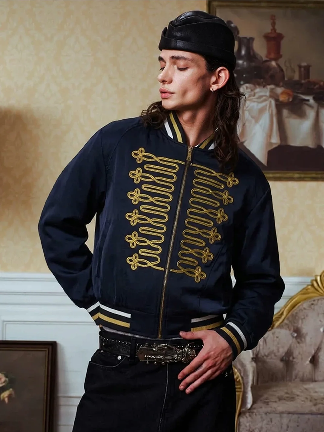 YADcrew | Embroidered Satin Bomber Jacket