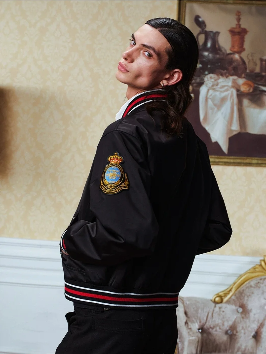 YADcrew | Embroidered Crown Bomber Jacket