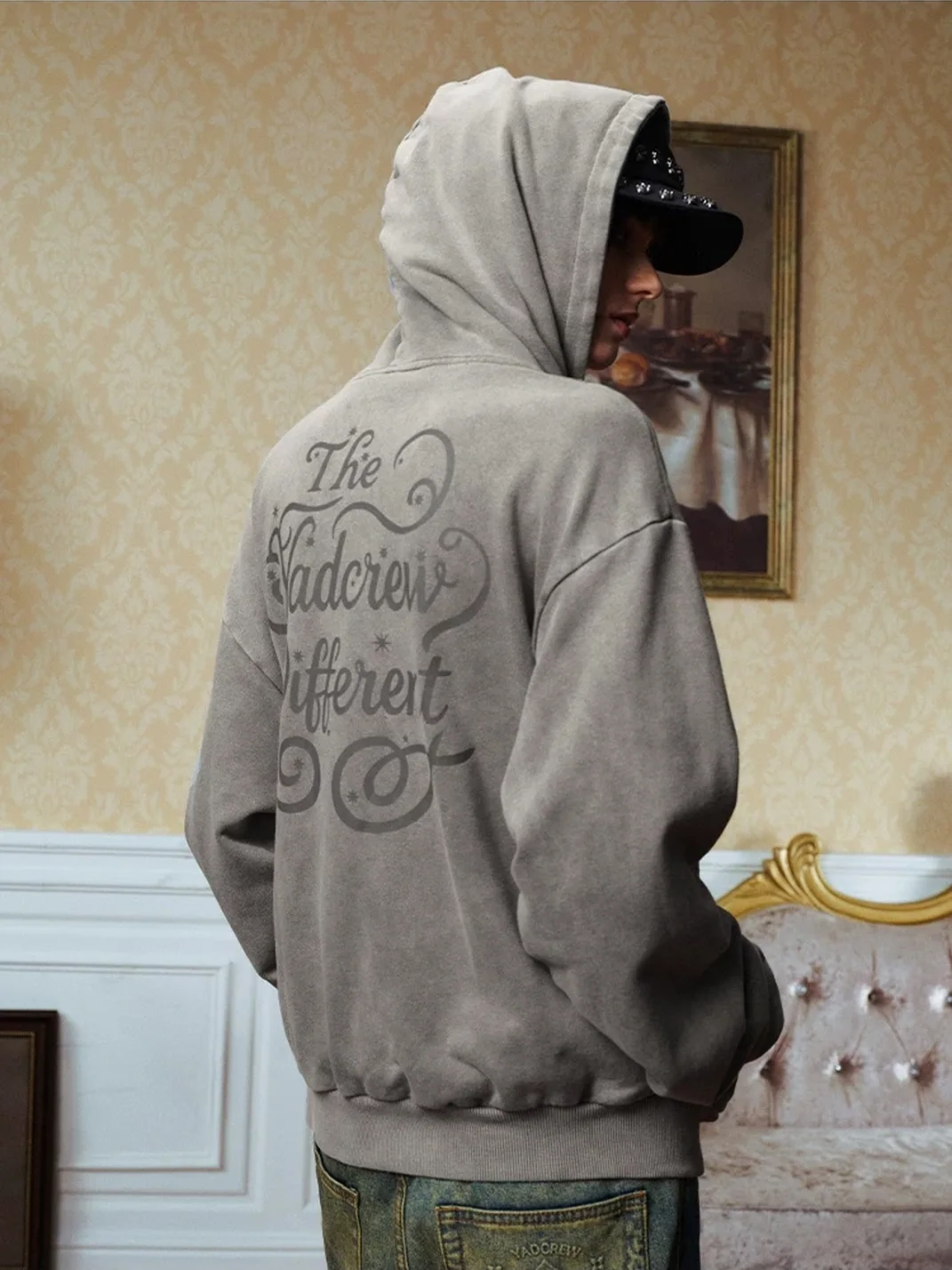YADcrew | Washed Distressed Ruffle Zip-Up Hoodie