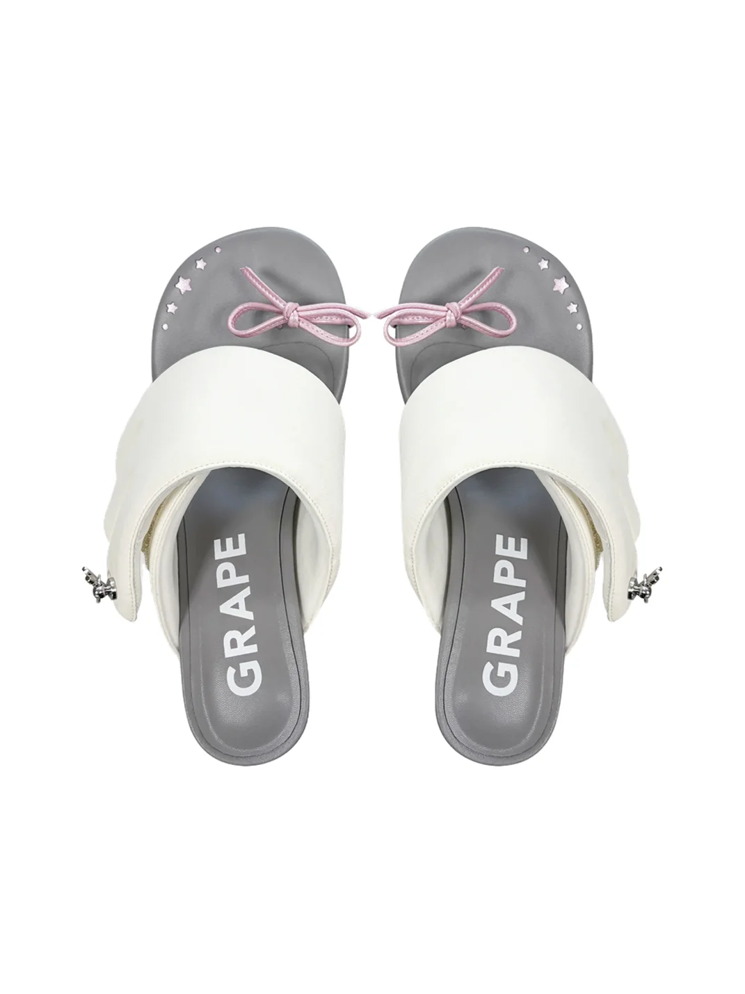 Grape online | Wing Round-Toe Bow High-Heel Toe-Post Sandals