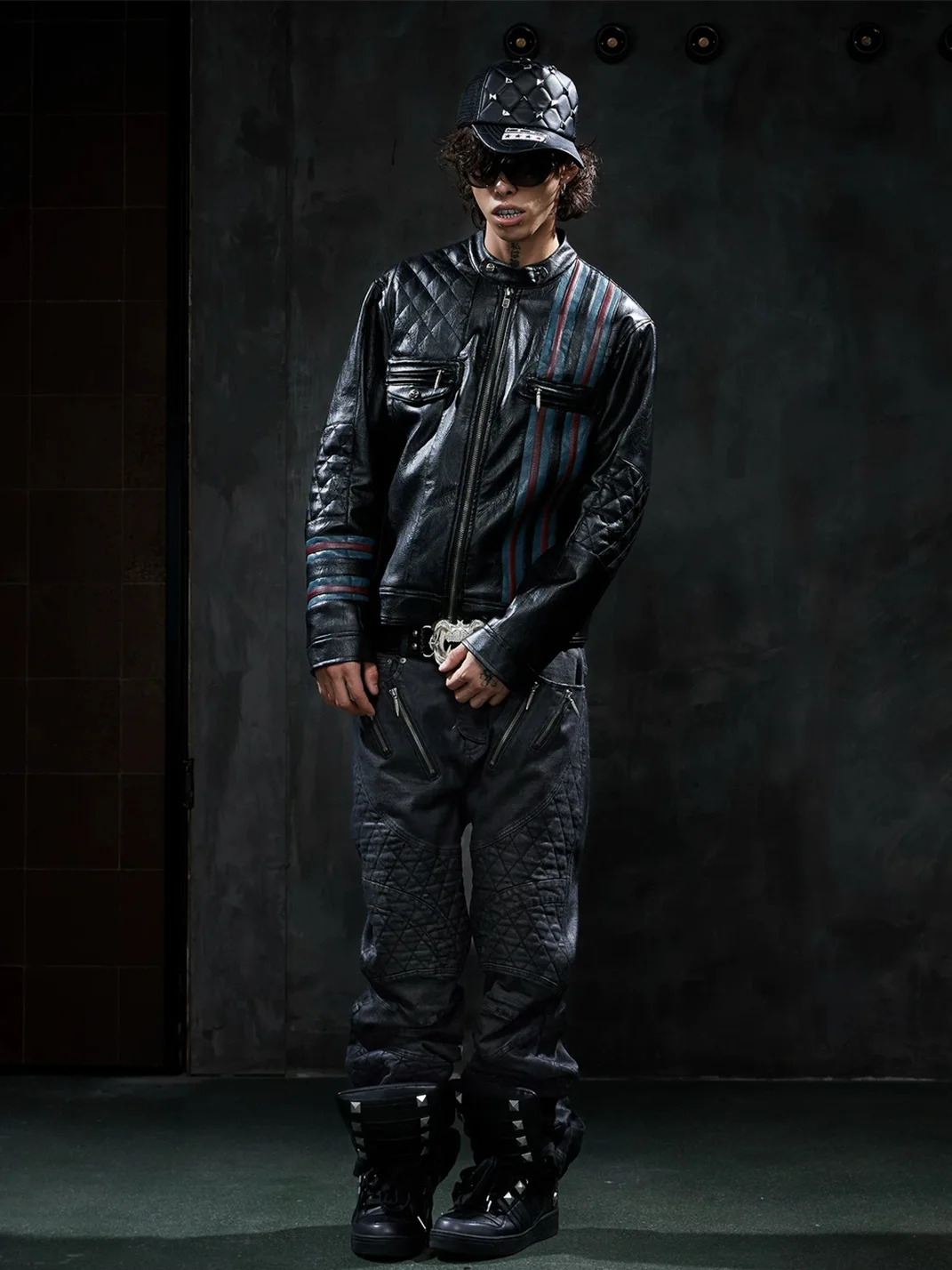 DND4DES | Colorblock Diamond Quilted Biker Jacket