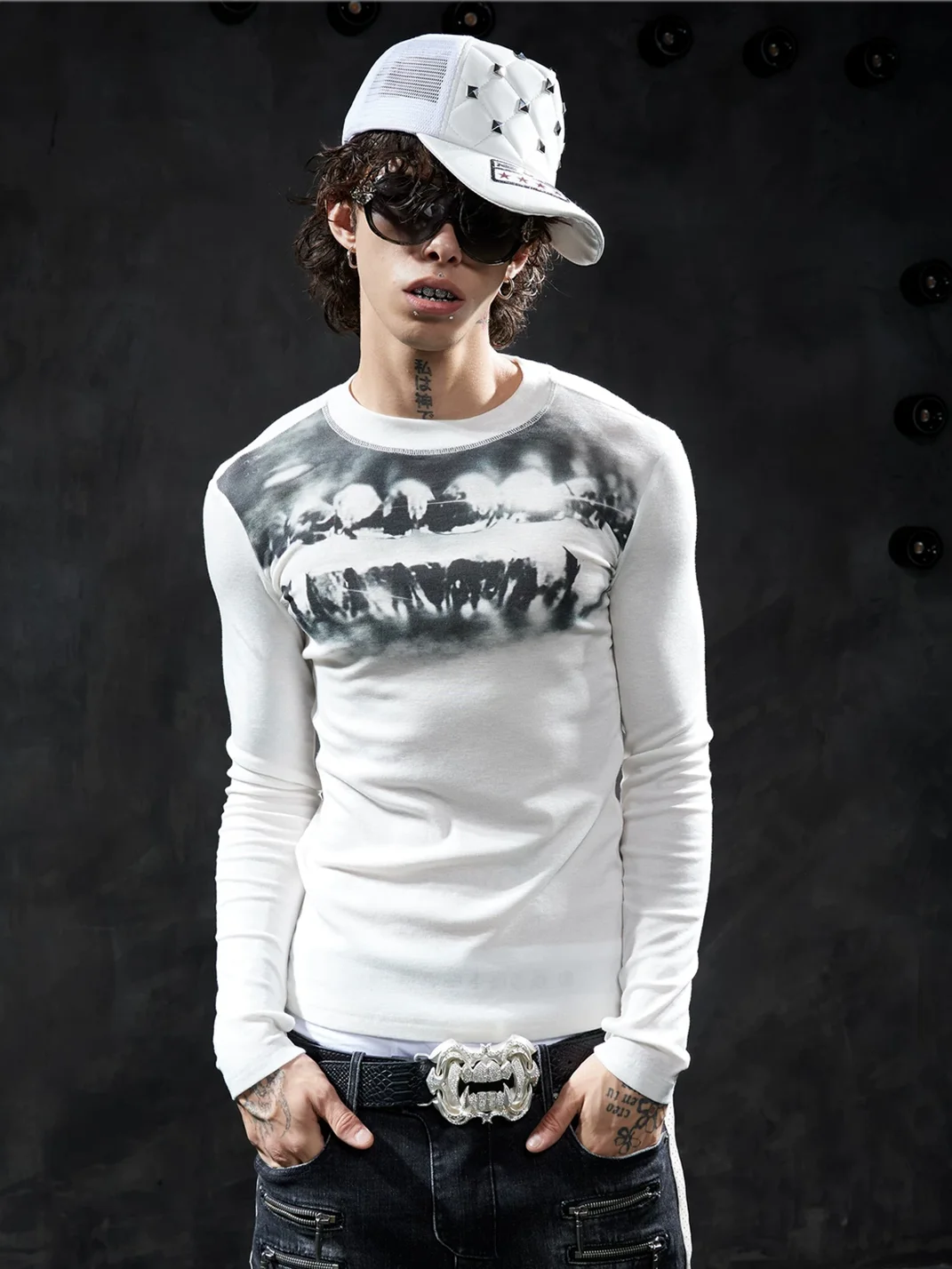 DND4DES | Slim Fit Printed Stretch Long Sleeve T-Shirt