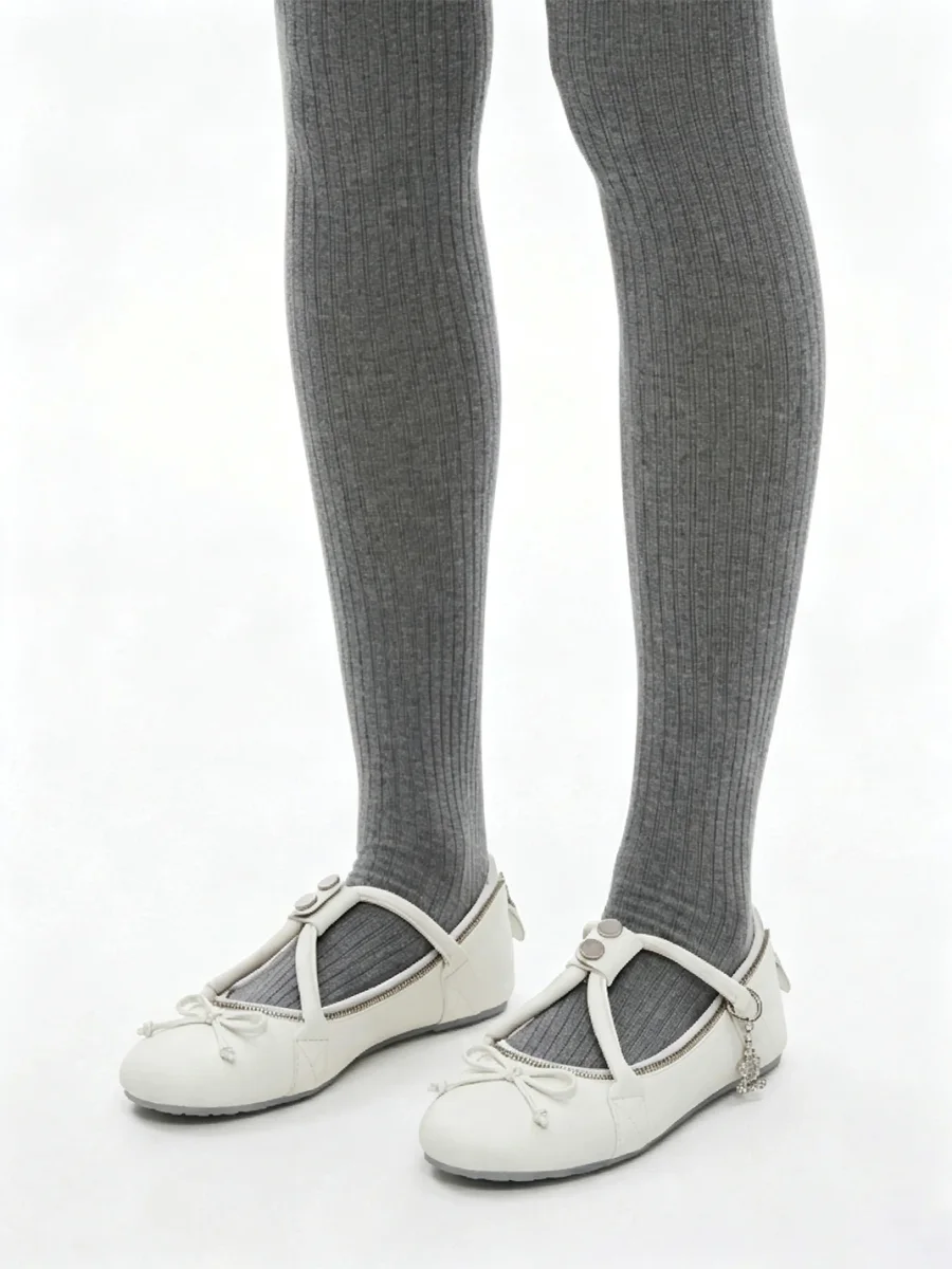 Grape online | Zip Round Toe Ballet Flats - 4