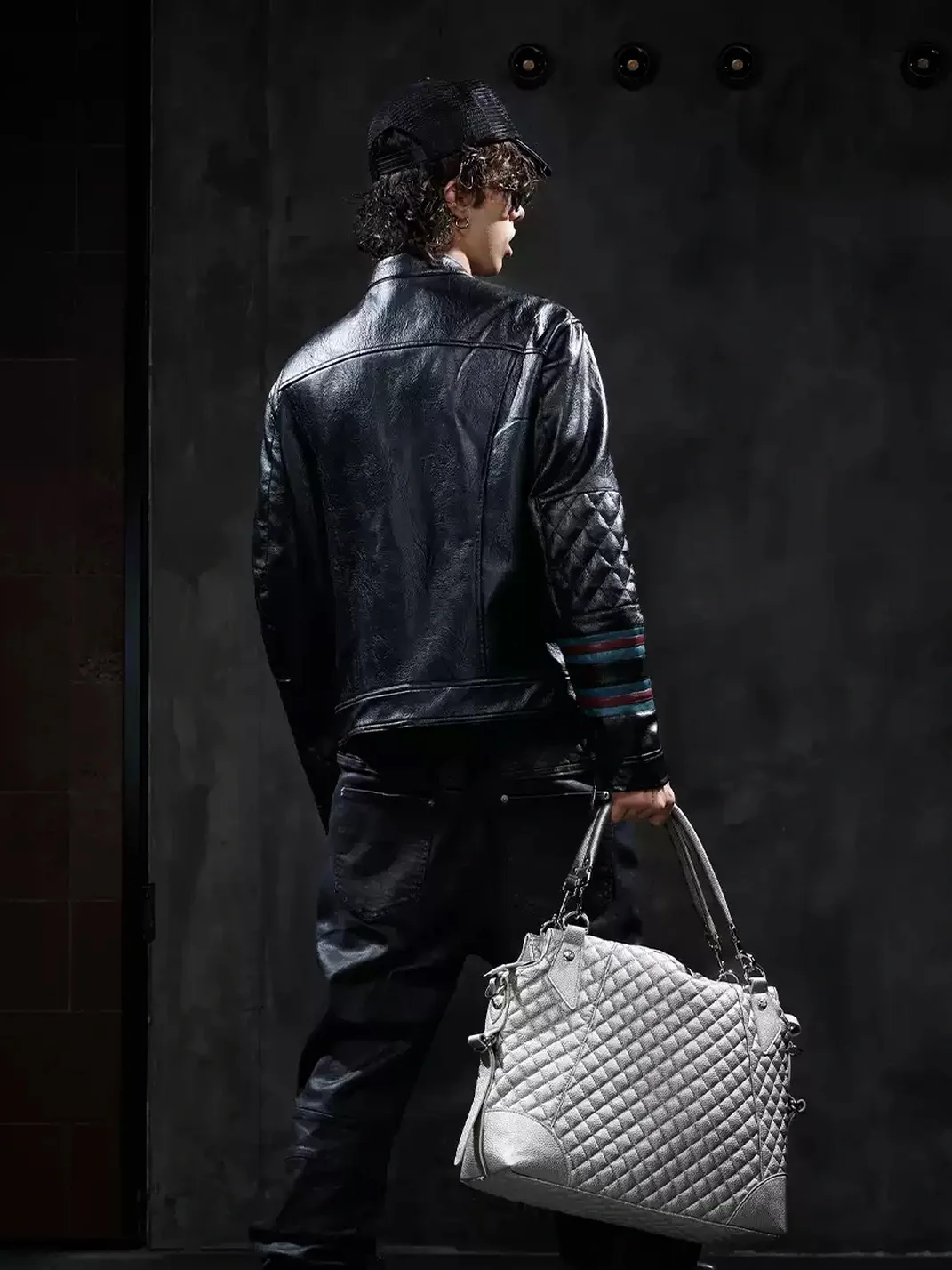 DND4DES | Colorblock Diamond Quilted Biker Jacket