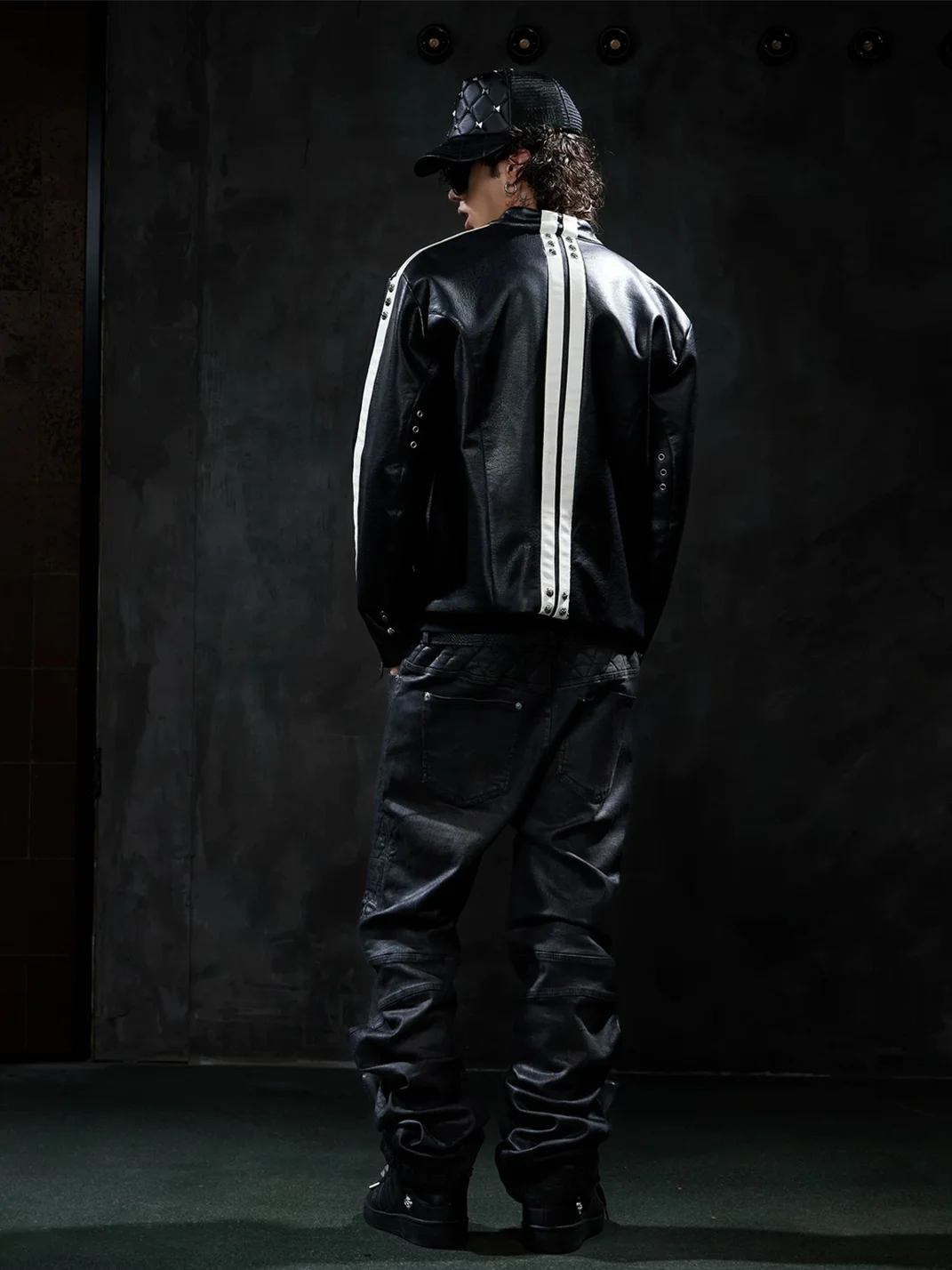 DND4DES | Loose Contrast Stripe Racing Biker Jacket
