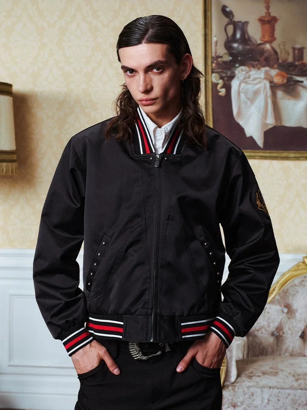 YADcrew | Embroidered Crown Bomber Jacket