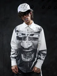DND4DES | Oversized Portrait Print Long Sleeve Shirt