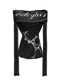 Gods plan | Off-Shoulder Abstract Long Sleeve Bodycon Mini Dress