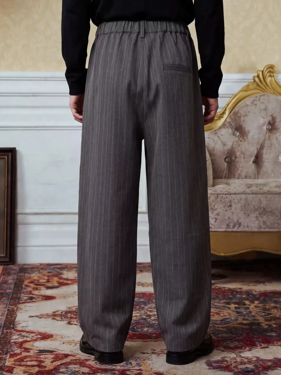 YADcrew | Herringbone Striped Wide Leg Trousers - 4
