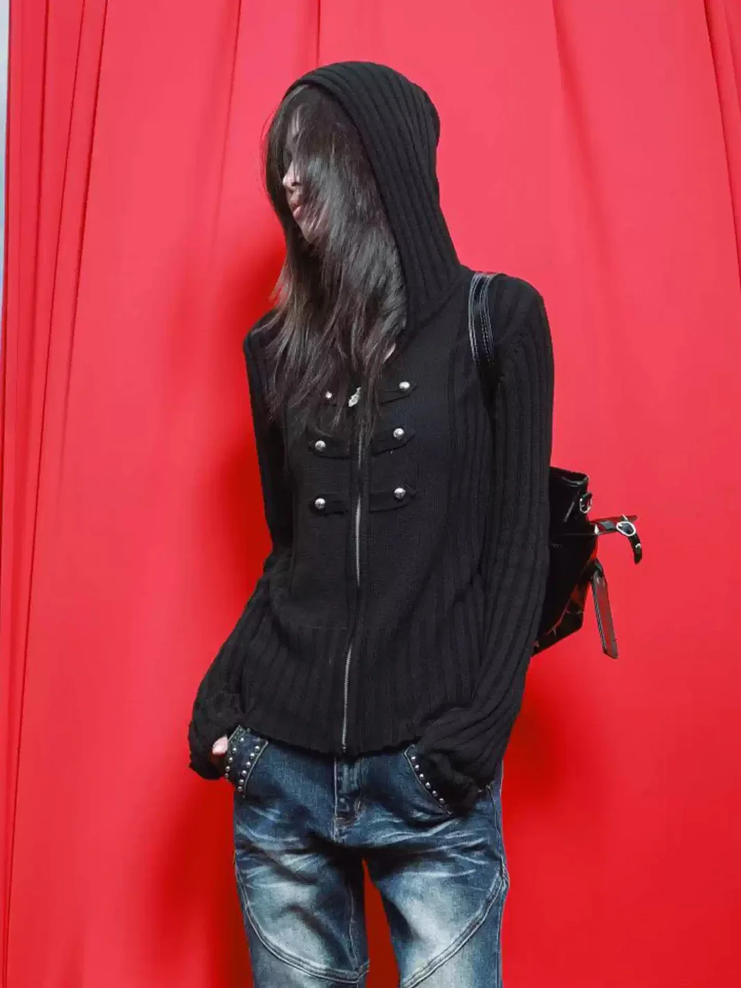 DETW | Slim Fit Ribbed Hooded Zip Cardigan