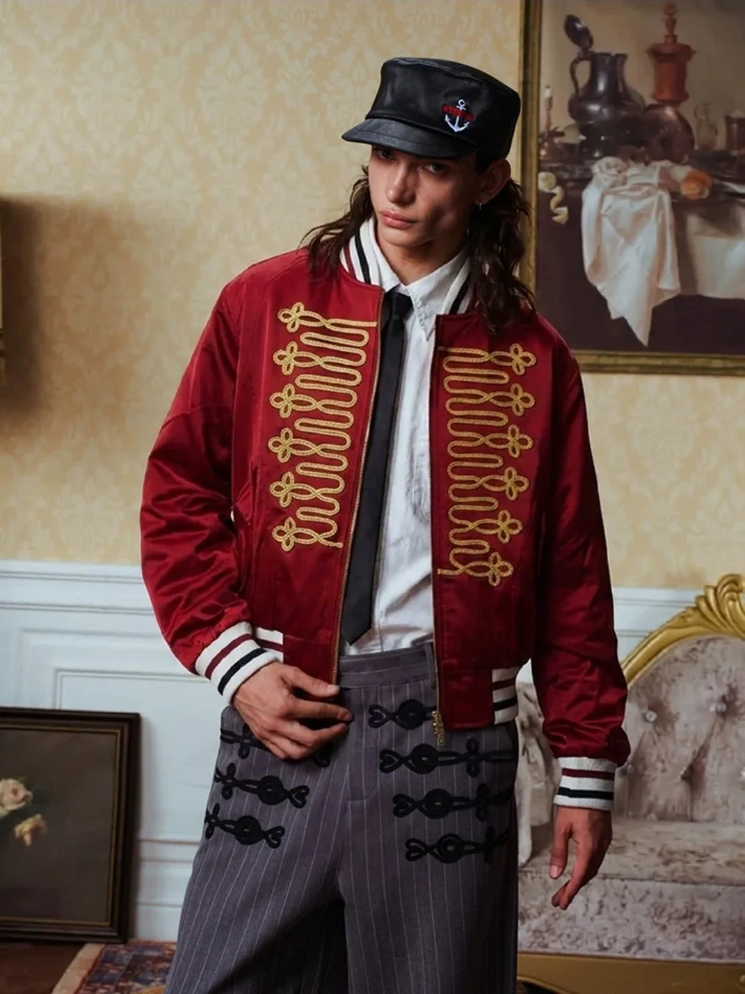 YADcrew | Embroidered Satin Bomber Jacket