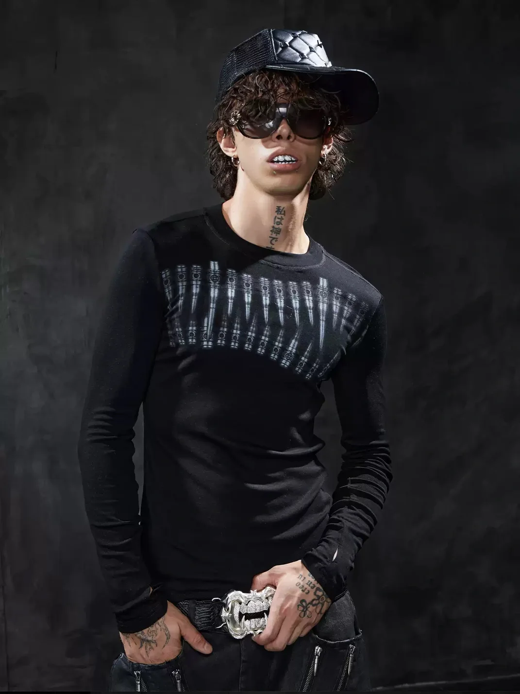 DND4DES | Slim Fit Bullet Print Long Sleeve T-Shirt