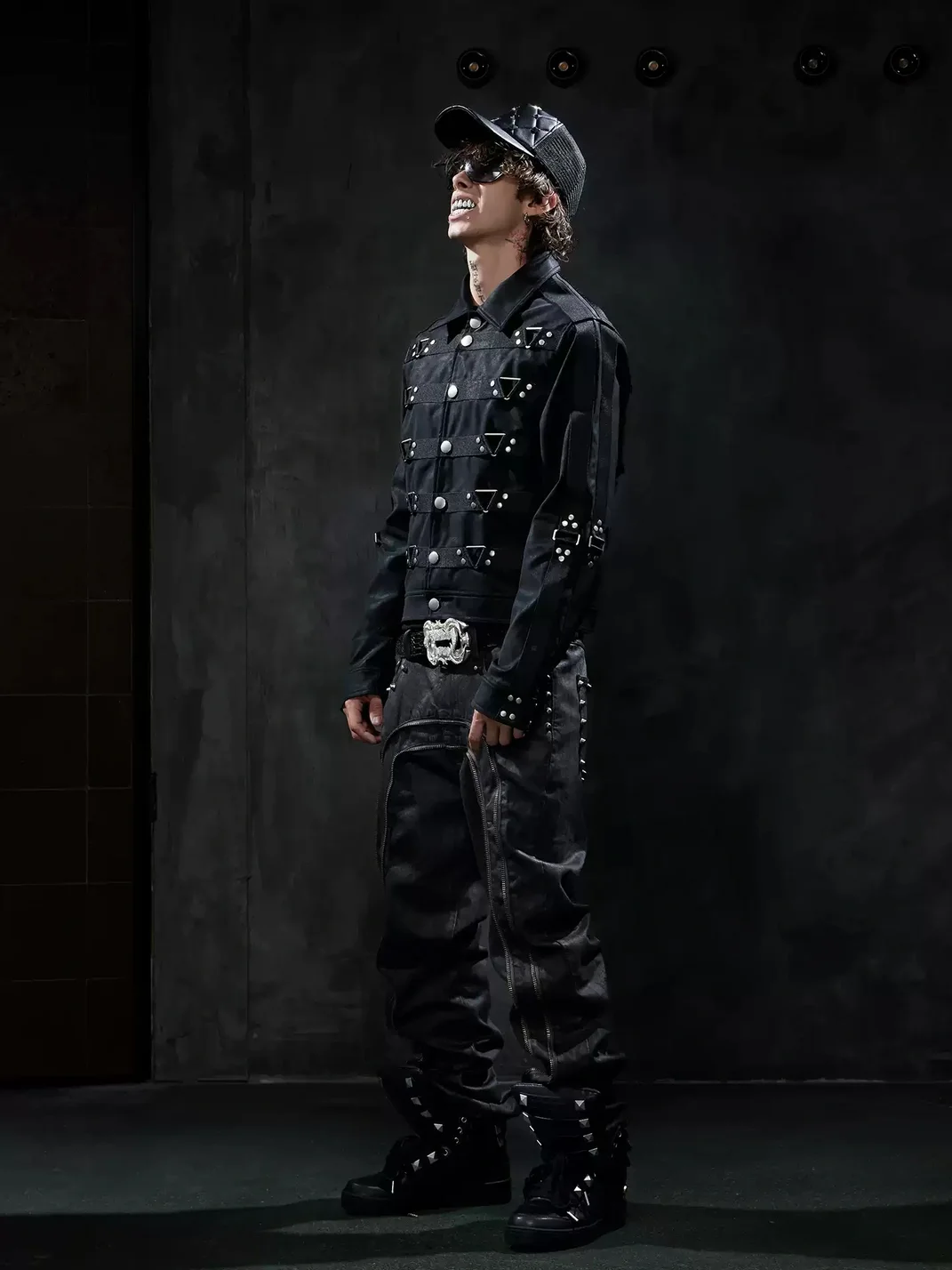 DND4DES | Waxed Studded Double-Zip Straight-Leg Jeans