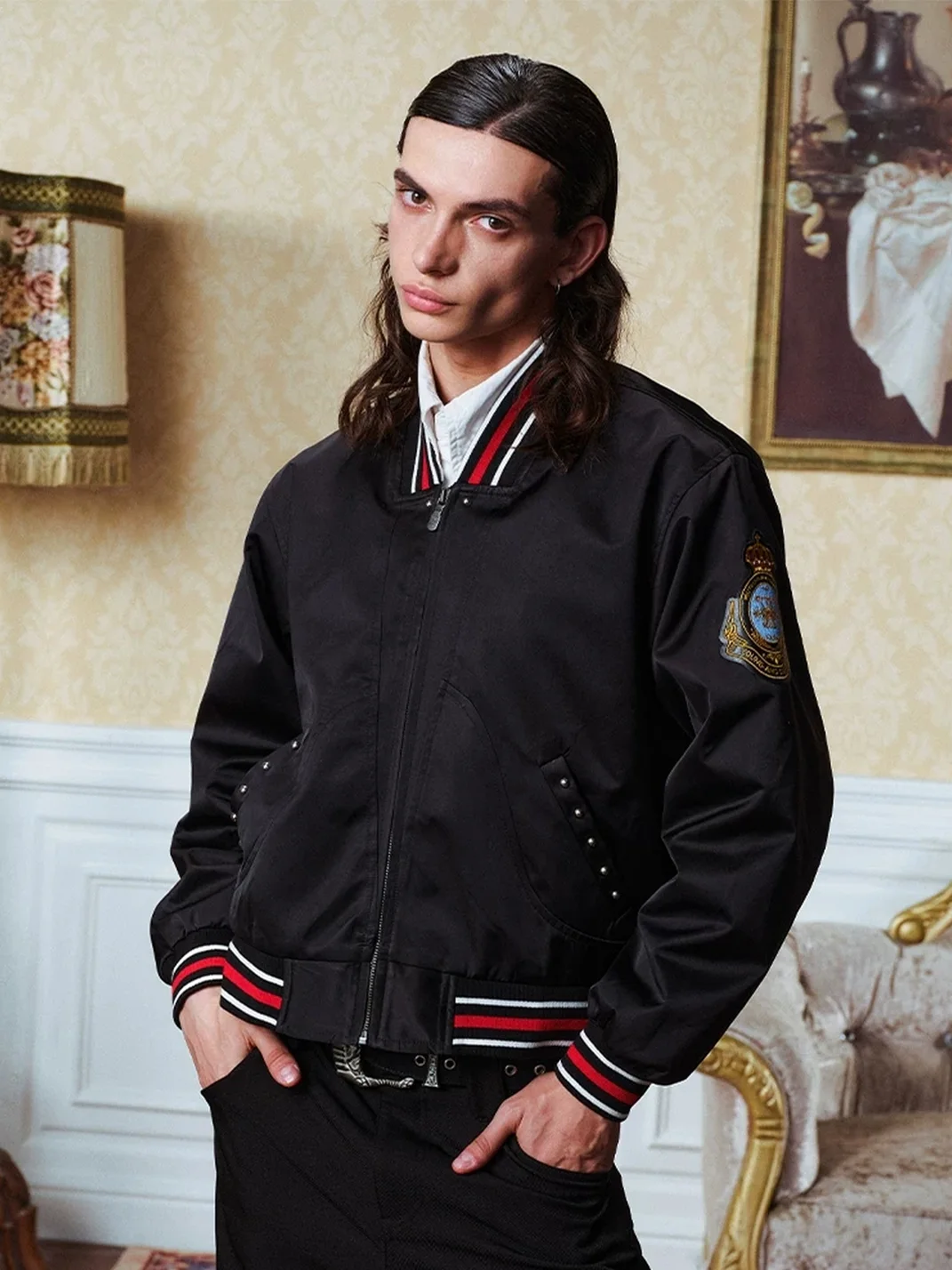 YADcrew | Embroidered Crown Bomber Jacket