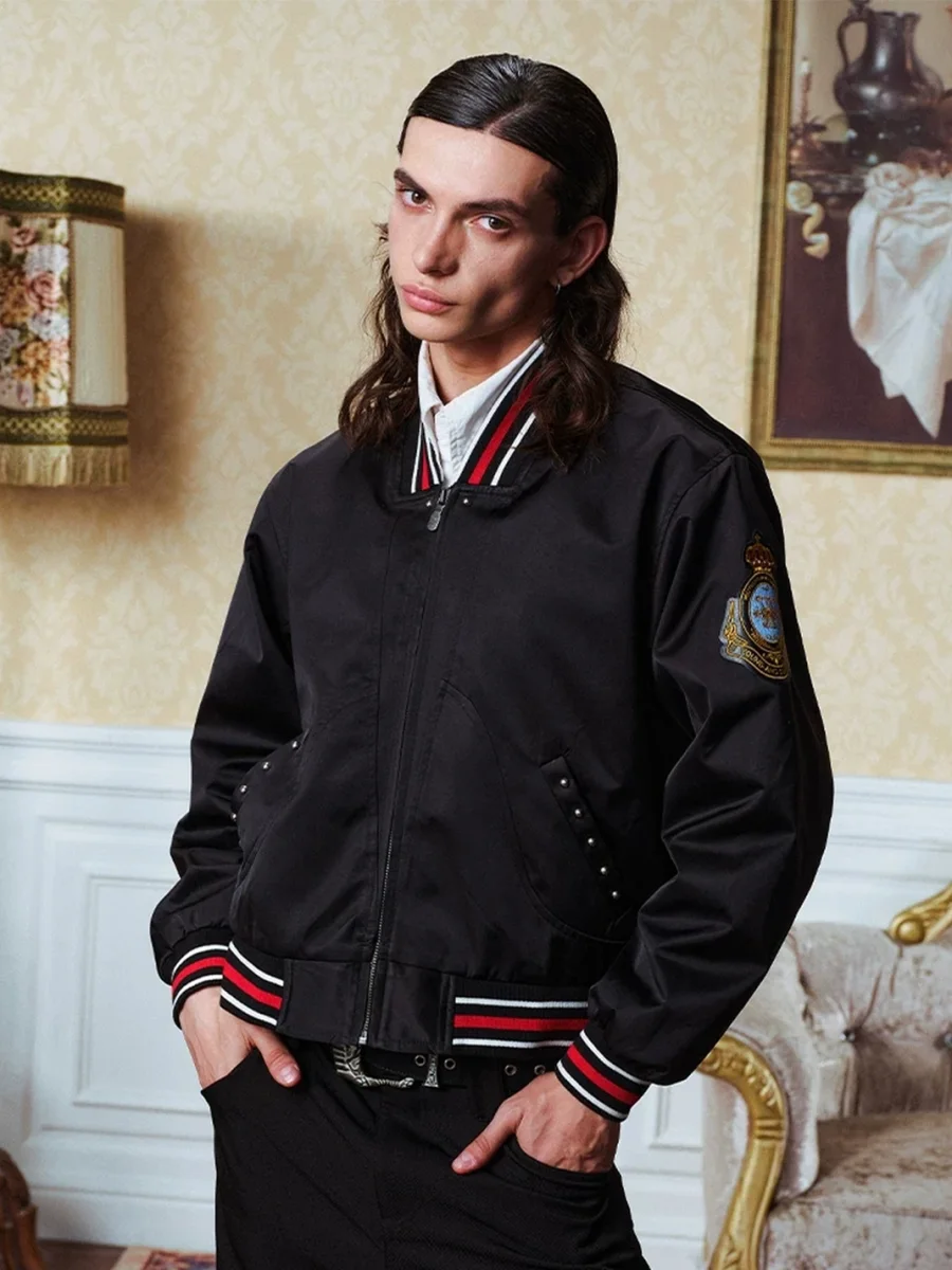 YADcrew | Embroidered Crown Bomber Jacket - 3