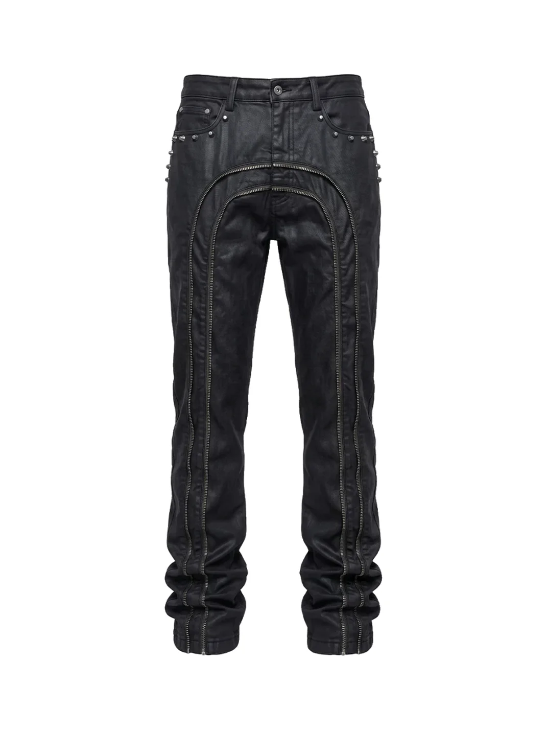 DND4DES | Waxed Studded Double-Zip Straight-Leg Jeans