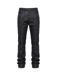 DND4DES | Waxed Studded Double-Zip Straight-Leg Jeans