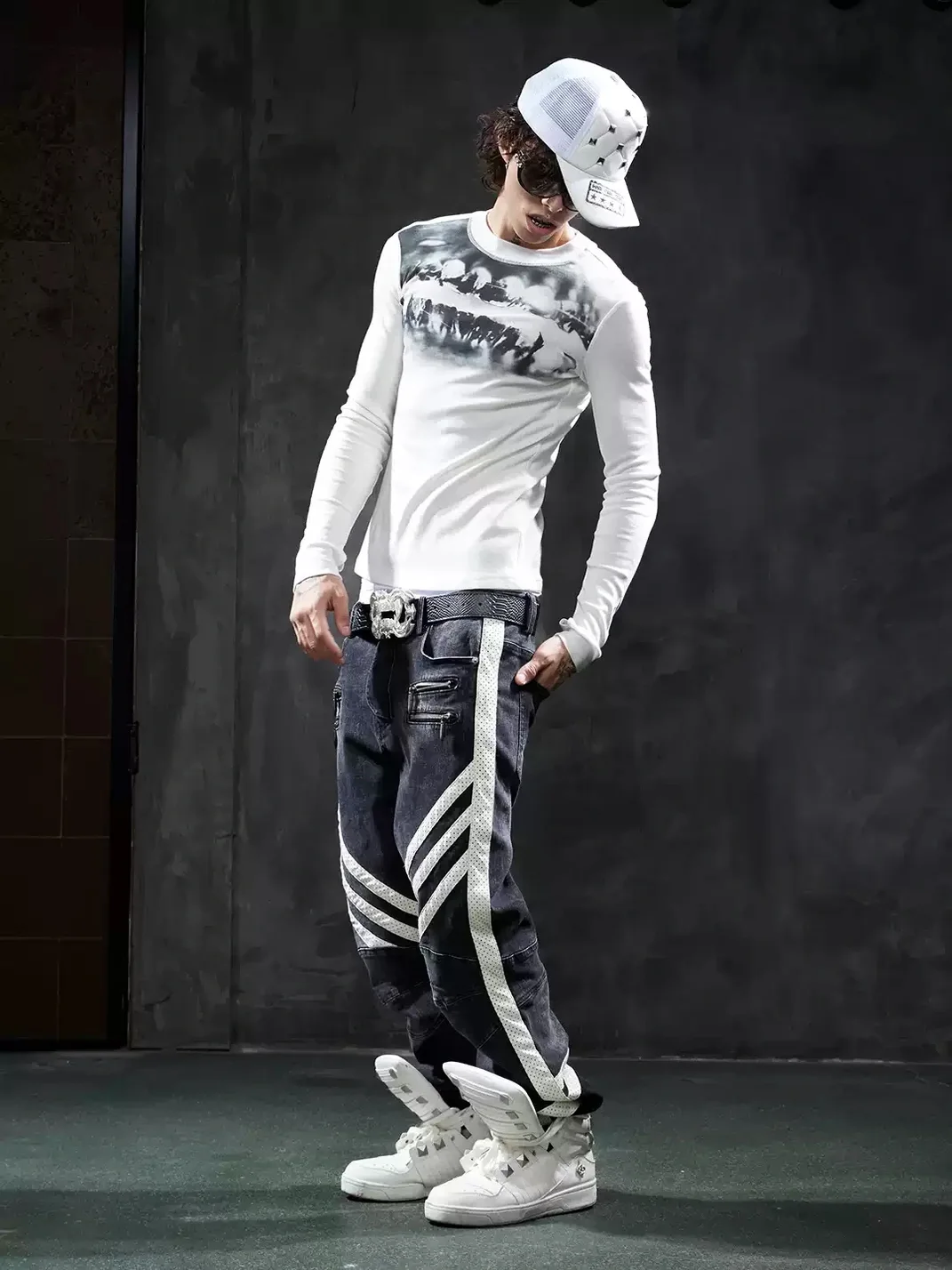 DND4DES | Slim Fit Printed Stretch Long Sleeve T-Shirt