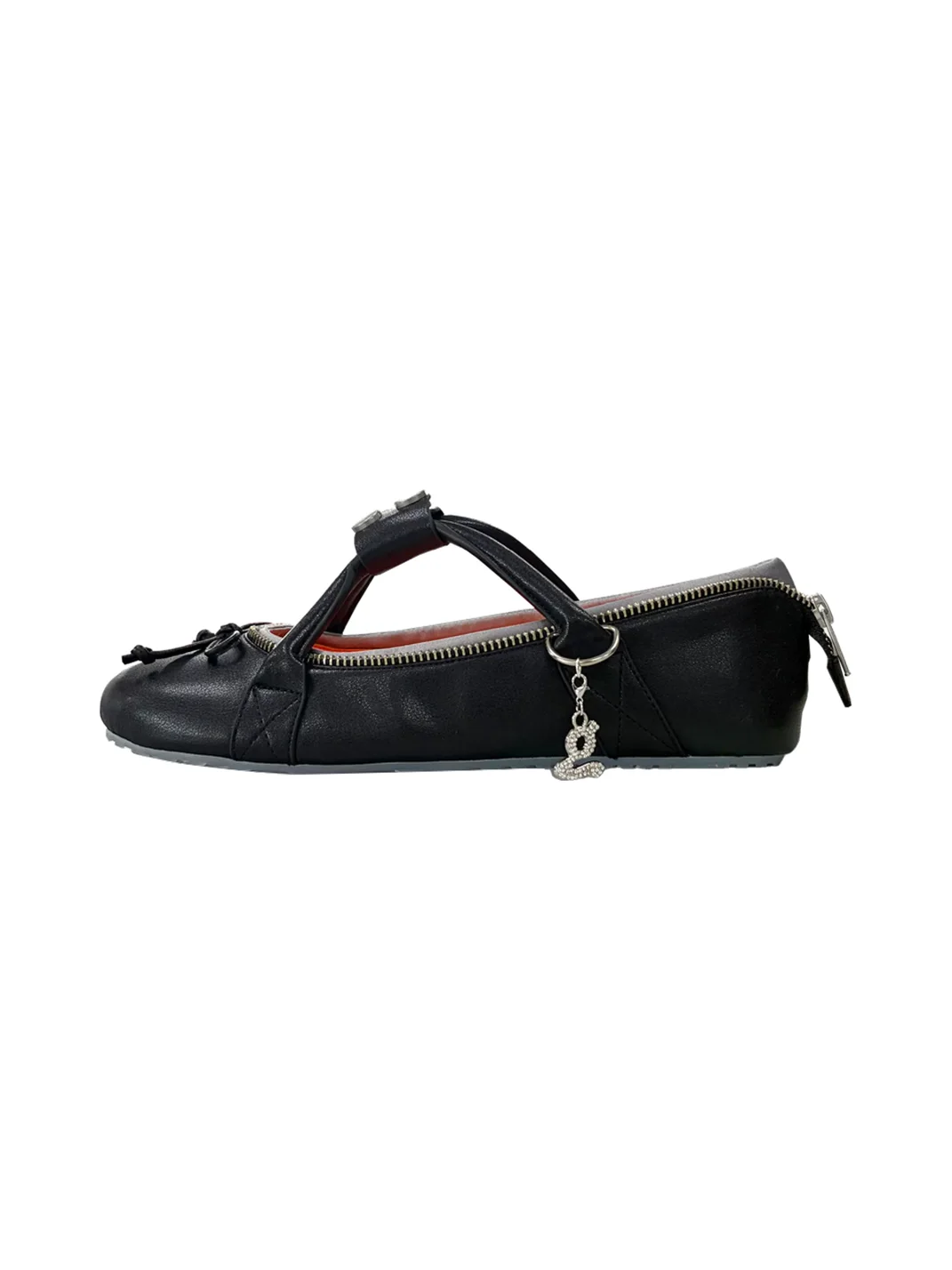 Grape online | Zip Round Toe Ballet Flats