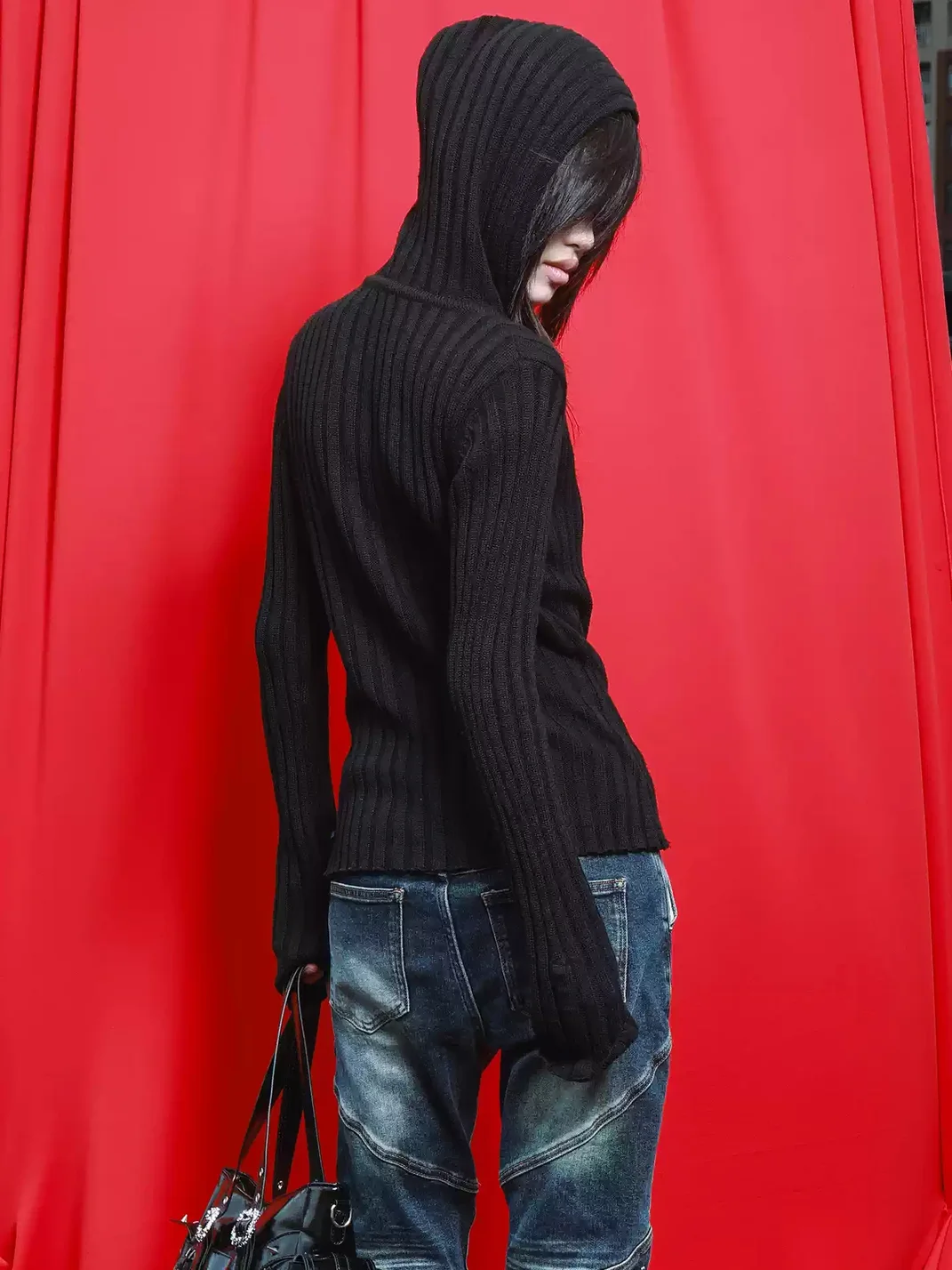 DETW | Slim Fit Ribbed Hooded Zip Cardigan