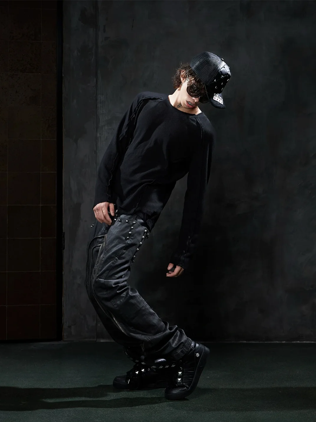 DND4DES | Waxed Studded Double-Zip Straight-Leg Jeans
