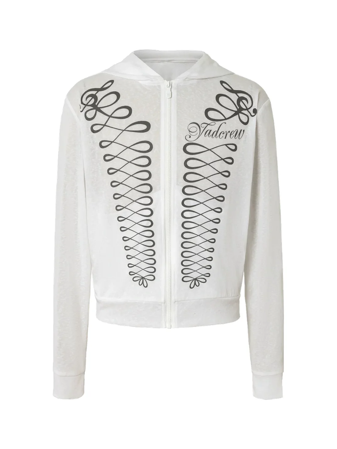 YADcrew | Ornamental Print Lightweight Zip Hoodie