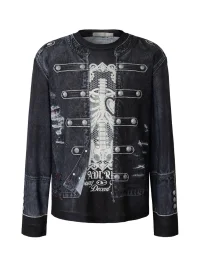 YADcrew | 3D Layered Napoleon Jacket Print Long Sleeve T-Shirt