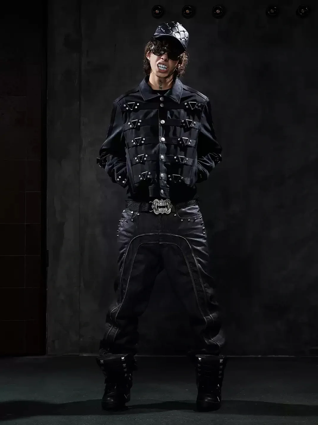 DND4DES | Waxed Studded Double-Zip Straight-Leg Jeans