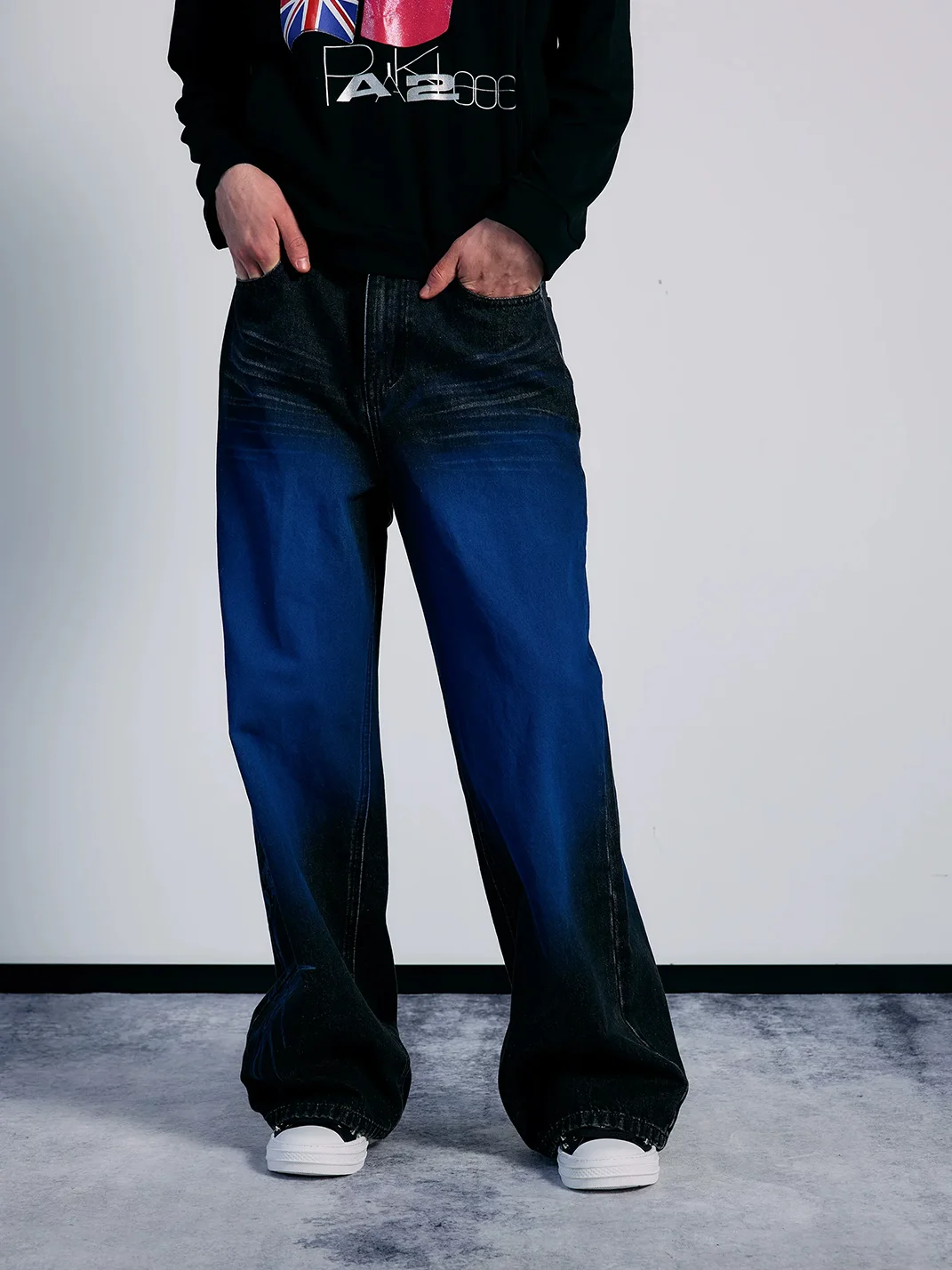 PAIKI | Gradient Tribal Baggy Straight-Leg Jeans