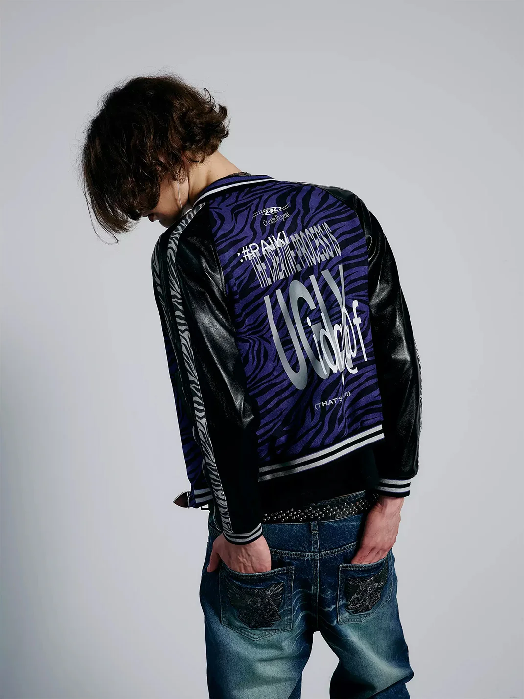 PAIKI | Purple Zebra Varsity Jacket