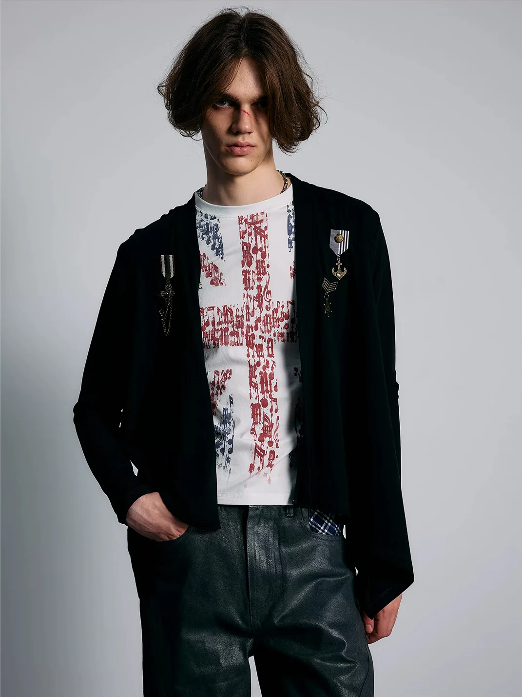 PAIKI | Studded Pirate Skull Asymmetric Long Cardigan