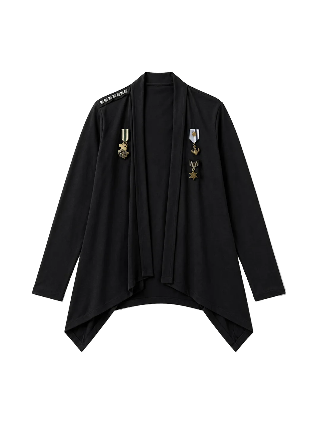 PAIKI | Studded Pirate Skull Asymmetric Long Cardigan