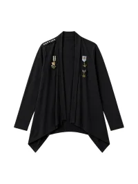 PAIKI | Studded Pirate Skull Asymmetric Long Cardigan