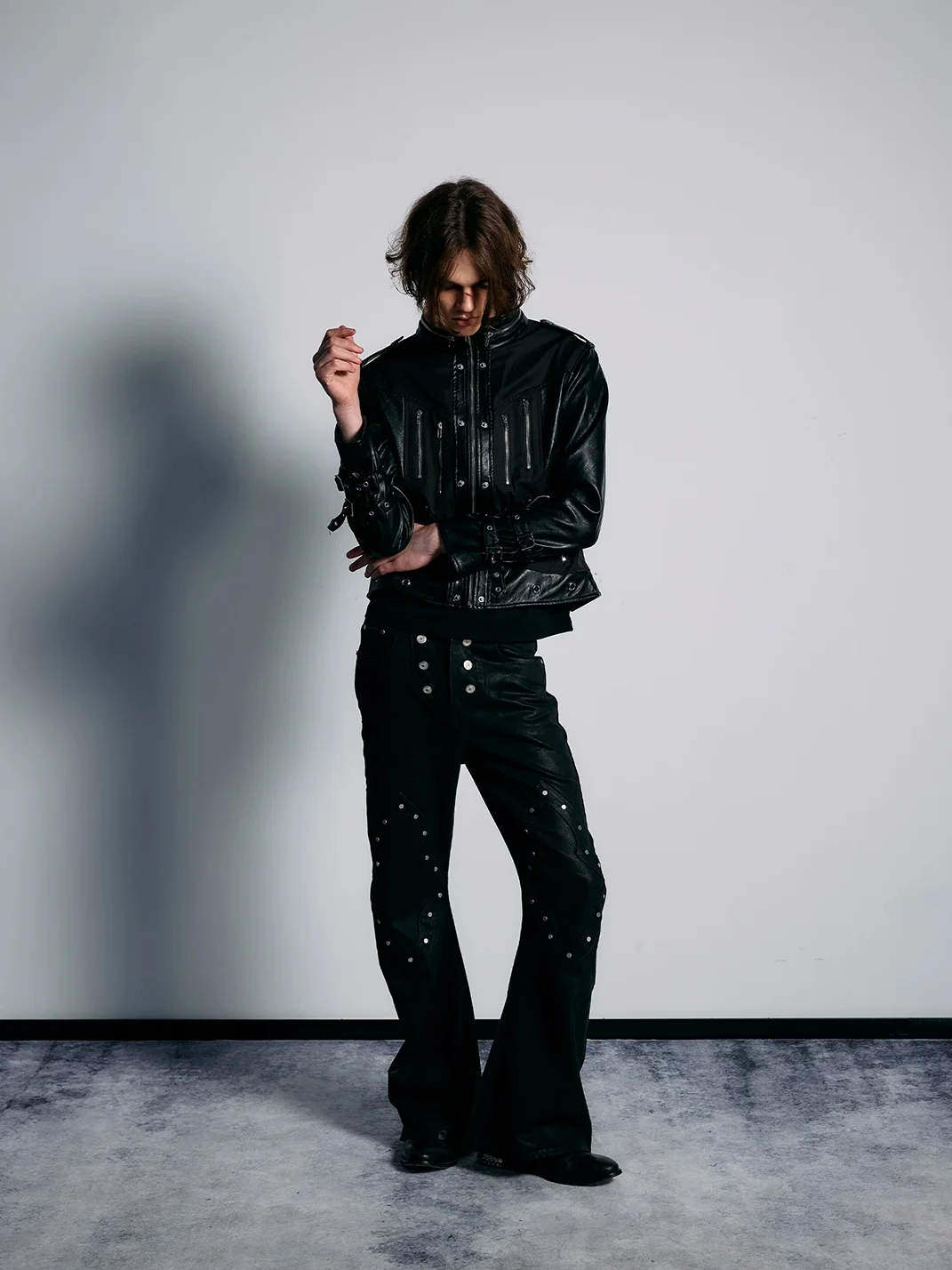 PAIKI | Ackerman Strapped Slim Fit Leather Jacket